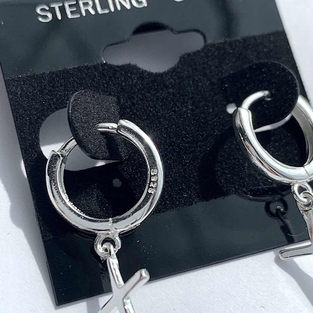 925 Sterling Silver Cross Dangle Earrings For Women & Men 2022 New BTS - Picture 7 of 7